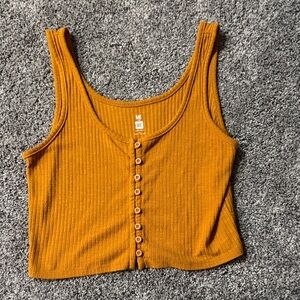 Me to We Mustard Ribbed Crop Top